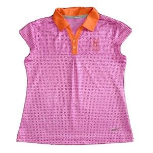 Nike Golf Dri-Fit TPC Sawgrass Womens Medium Polo Shirt Pink w/ Orange Logo